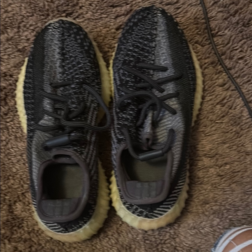 Black and Gray Sneakers with Yellow Sole